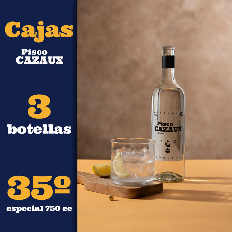 CAJA de 3 Piscos Cazaux Especial 35º 750cc