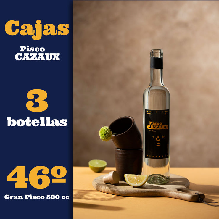 CAJA de 3 Gran Pisco Cazaux 46º 500cc